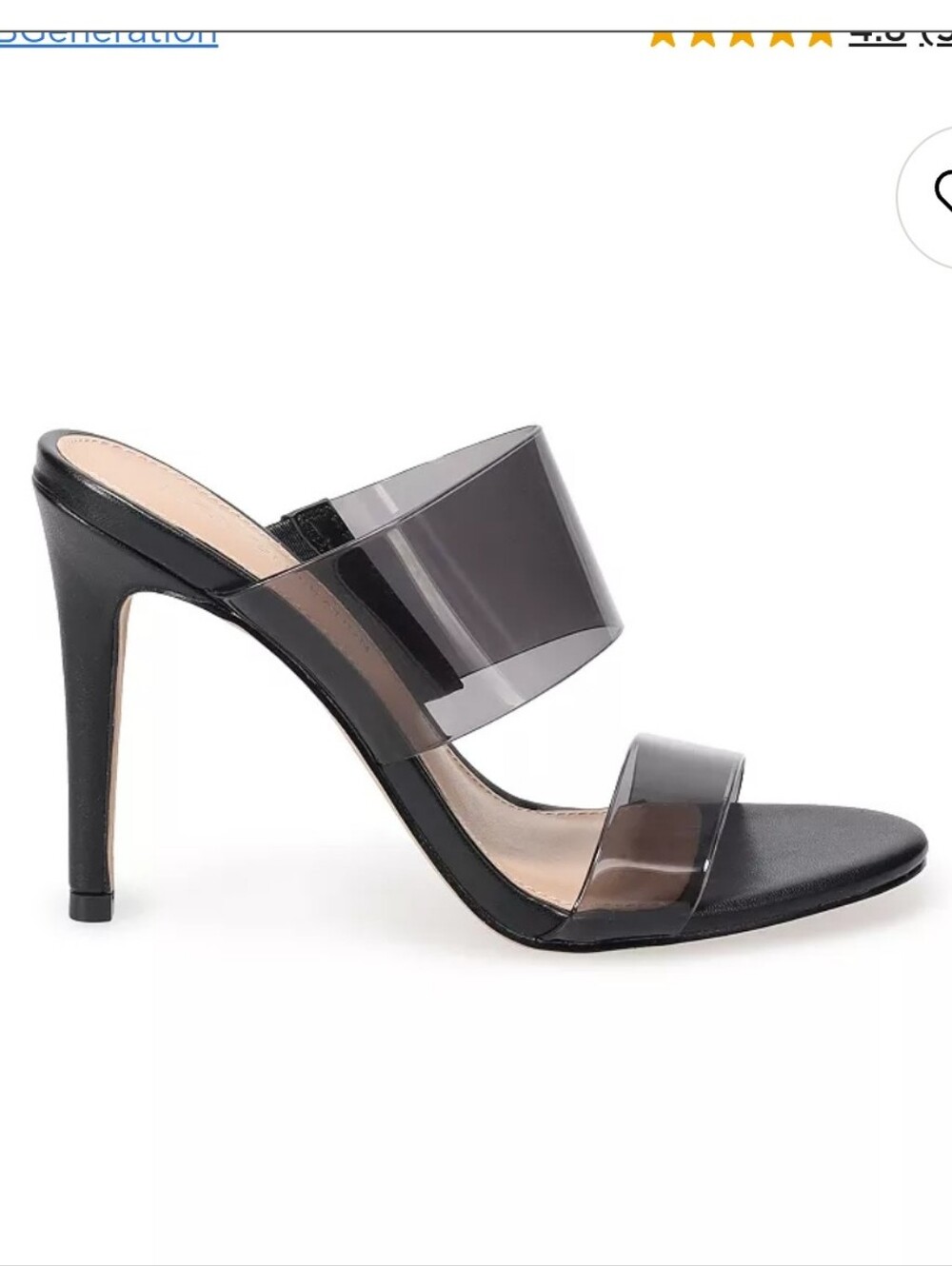 Kohl's Black High Heel Mule with Smoky Clear Straps